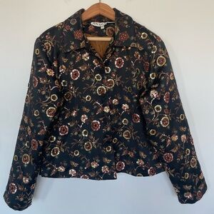 Rare Vintage Anage Wearable Art Embellished Floral Sequin Jacket Black Brown